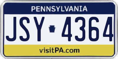 PA license plate JSY4364