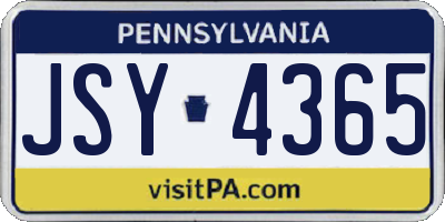 PA license plate JSY4365