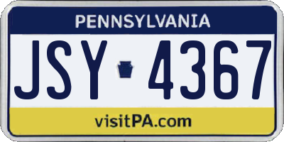 PA license plate JSY4367