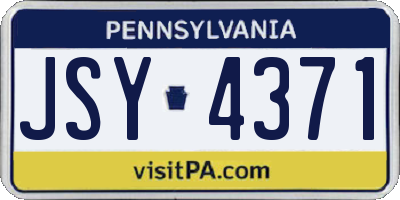 PA license plate JSY4371