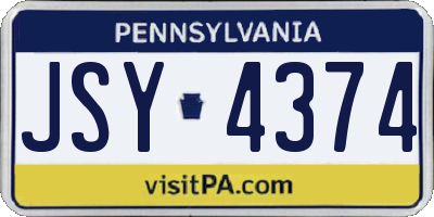 PA license plate JSY4374