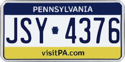 PA license plate JSY4376