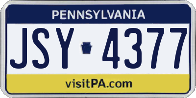 PA license plate JSY4377