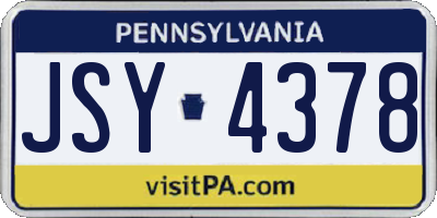 PA license plate JSY4378