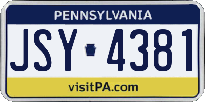 PA license plate JSY4381