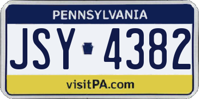 PA license plate JSY4382