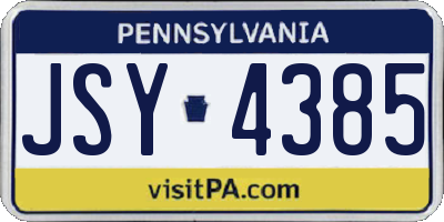 PA license plate JSY4385