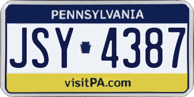 PA license plate JSY4387
