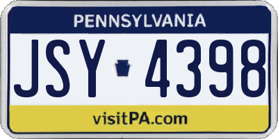 PA license plate JSY4398