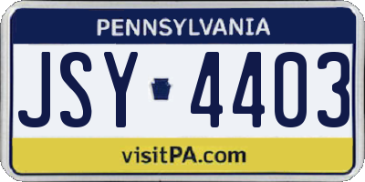 PA license plate JSY4403