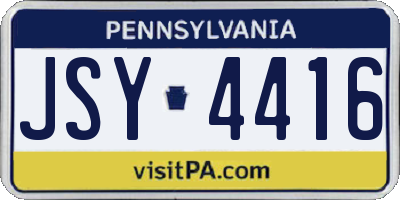 PA license plate JSY4416