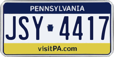 PA license plate JSY4417