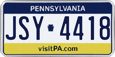 PA license plate JSY4418