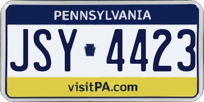 PA license plate JSY4423