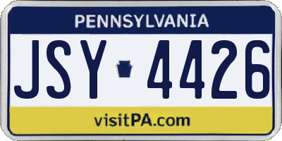 PA license plate JSY4426