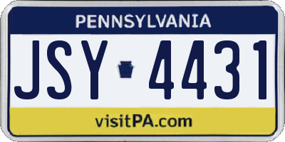 PA license plate JSY4431