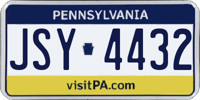 PA license plate JSY4432