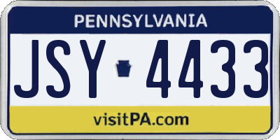 PA license plate JSY4433