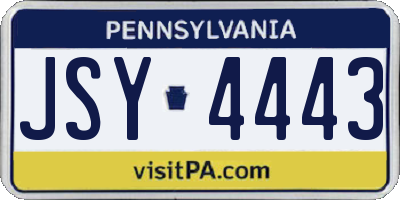 PA license plate JSY4443
