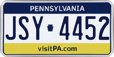 PA license plate JSY4452