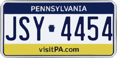 PA license plate JSY4454