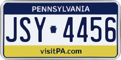 PA license plate JSY4456
