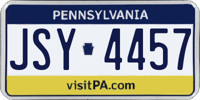 PA license plate JSY4457