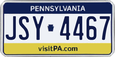PA license plate JSY4467