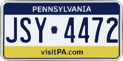 PA license plate JSY4472