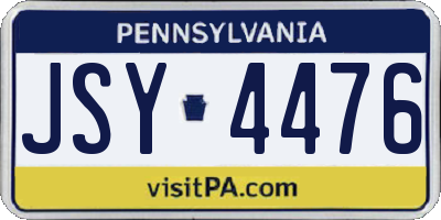 PA license plate JSY4476
