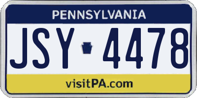 PA license plate JSY4478
