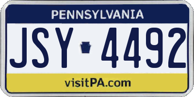 PA license plate JSY4492