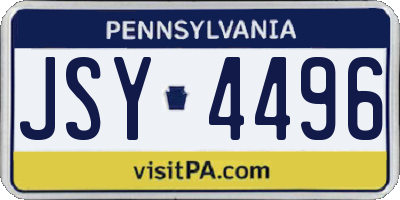 PA license plate JSY4496