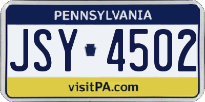 PA license plate JSY4502