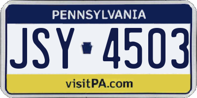 PA license plate JSY4503