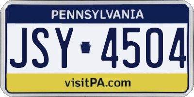 PA license plate JSY4504