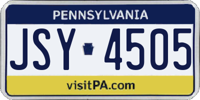 PA license plate JSY4505