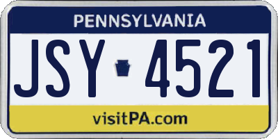 PA license plate JSY4521