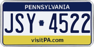 PA license plate JSY4522