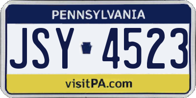 PA license plate JSY4523