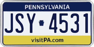 PA license plate JSY4531