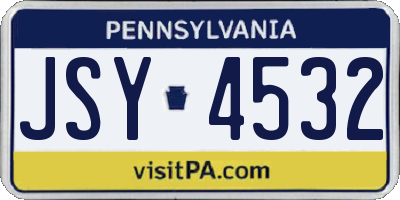 PA license plate JSY4532