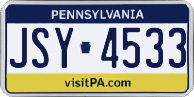 PA license plate JSY4533