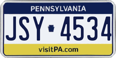 PA license plate JSY4534