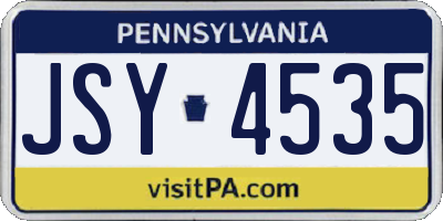 PA license plate JSY4535