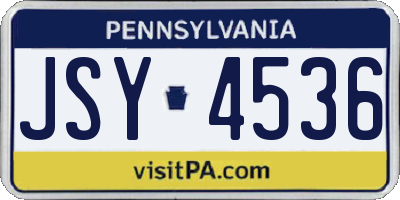 PA license plate JSY4536