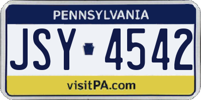 PA license plate JSY4542