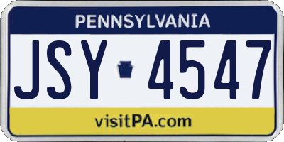 PA license plate JSY4547