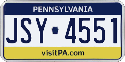 PA license plate JSY4551