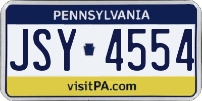 PA license plate JSY4554